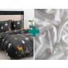Mikroplyšové vánoční povlečení WHITE TREES + prostěradlo SOFT – dvoulůžko