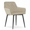 Moderní béžová sametová židle NOLA s černými kovovými nohami