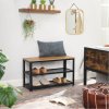 Botník TAYLOR – stabilní černá konstrukce, dekor dub, 2 police na obuv, stylový a funkční kousek do domácnosti.