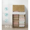 Koš na prádlo LINELO – elegantní béžový ratan, skládací, 90 l, chrání podlahu, vhodný do koupelny či ložnice.