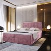Kárpitozott boxspring ágy GLORIEN VELVET 140x200 cm rózsaszín
