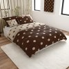 Povlečení CROWN BLEND z bavlny – krémovo-hnědý design s puntíky