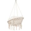 Boho závěsné křeslo s měkkým polštářem – béžová barva, příjemný design, snadné zavěšení.