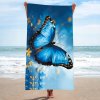 Osuška DREAMING 100x180 cm modrá – stylový motýlí motiv