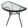 Půlkruhový zahradní stůl PREXO 70x40 cm černý se skleněnou deskou