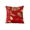 Vánoční povlak na polštář GOLD CHRISTMAS červený se stromky a lucernou