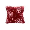 Mikroplyšový povlak SNOWFALL 45x45 červený se sněhovými vločkami