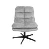 Otočné křeslo KATANIA světle šedé s polstrováním a podnožkou