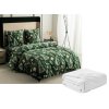 Sada mikroplyšového povlečení GREEN CHRISTMAS zelené + prostěradlo mikroplyš SOFT 180x200 cm bílé, dvoulůžko