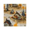 Mikroplyšové povlečení AUTUMN VILLAGE barevné s motivem domečků a stromů