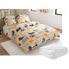 Sada mikroplyšového povlečení PURRSLEEP béžové + prostěradlo mikroplyš SOFT 90x200 cm bílé, jednolůžko