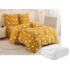 Sada mikroplyšového povlečení HVĚZDY žlutooranžové + prostěradlo mikroplyš SOFT 180x200 cm bílé, dvoulůžko