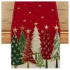 Lněný vánoční běhoun MAGIC TREES 33x180 cm s barevnými stromky