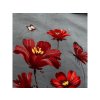 Šedé mikroplyšové povlečení REDFLOWA s výraznými červenými květy