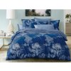 Stylové modré bavlněné povlečení CALMYRA s bílými siluetami stromů