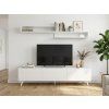 TV stolek MIYA 150 cm s nástěnnou policí bílý moderní design