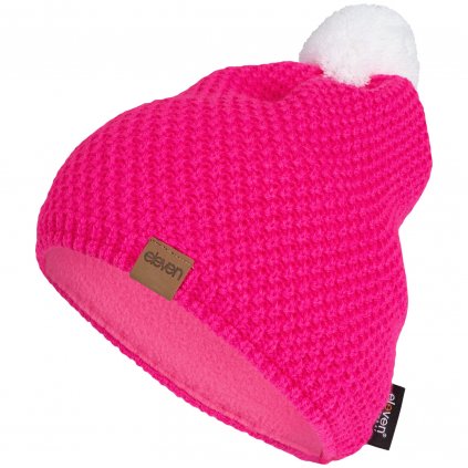 Knitted beanie Eleven Evan White/Fluo Pink