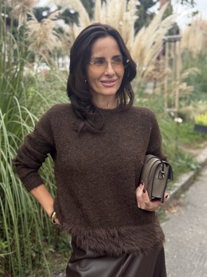 Sveter s lemom tmavohnedá