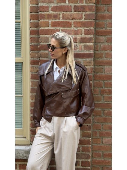 Koženková bunda hnedá uni