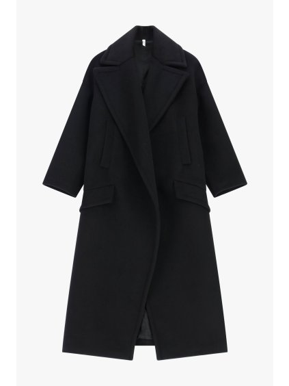 Čierny oversize kabát Imperial z vlnenej zmesi – talianska elegancia v minimalistickom štýle