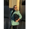 Zelené vlnené sako oversize, elegantný taliansky štýl pre moderné outfity.