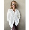 Biela dámska oversize košeľa s geometrickým vreckom, elegantná košeľa na každodenné nosenie