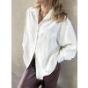 Biela dámska oversize košeľa s geometrickým vreckom, elegantná košeľa na každodenné nosenie