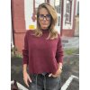 Burgundy moherový dámsky sveter s dlhým rukávom, jemný a elegantný vzhľad