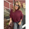 Burgundy moherový dámsky sveter s dlhým rukávom, jemný a elegantný vzhľad