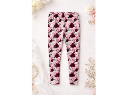 dievčenské legíny vzor ruže