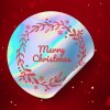 Vianocna nalepka merry chritmas holograficka cervena