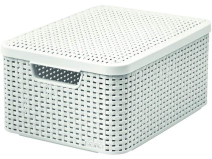 Úložný box RATTAN Style2 s víkem M - krémový