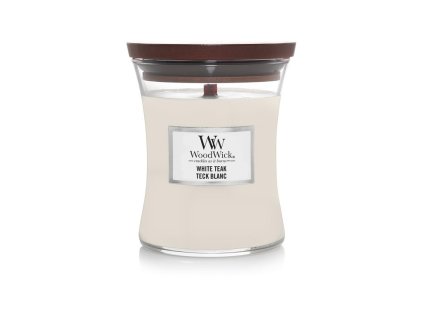 Svíčka Woodwick White Teak váza střední