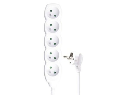 Kabel prodlužovací, 5 zásuvek 5m 3x 1,5mm