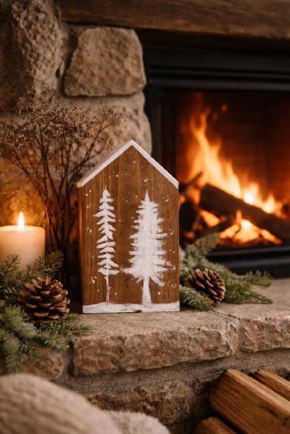 domček zimný les