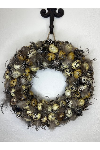 Rustikálny veľkonočný venček – prepeličie vajíčka