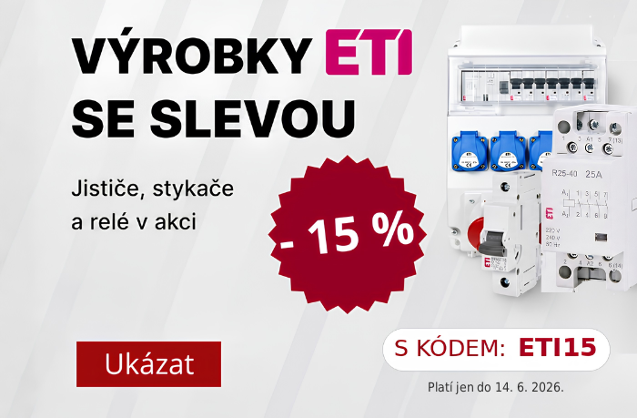 Jističe, stykače značky ETI se slevou 15 %