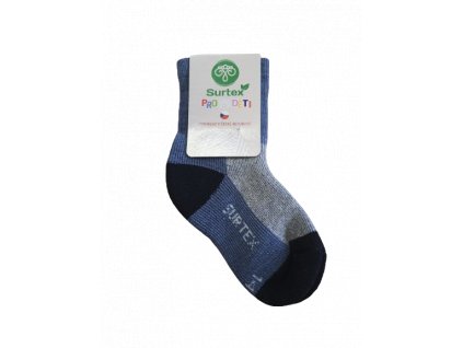 Surtex detské merino ponožky D01 sivá modrá