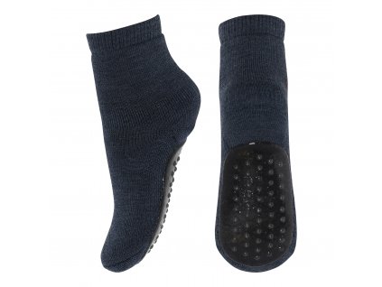 MP Kids vlnené detské ponožky s protišmykom Wool anti-slip Dark Denim Melange