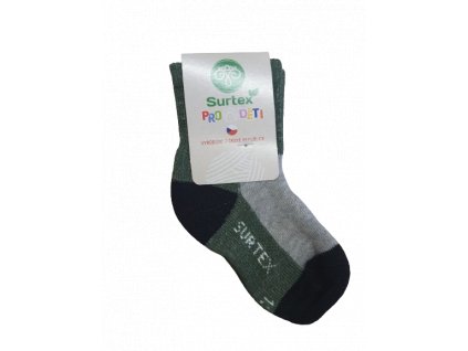Surtex detské merino ponožky D01 zelená