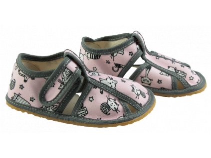 Baby Bare Shoes papuče ružové mačičky