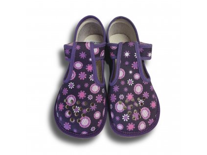 Beda barefoot papuče W perforované s opätkom Violet flower