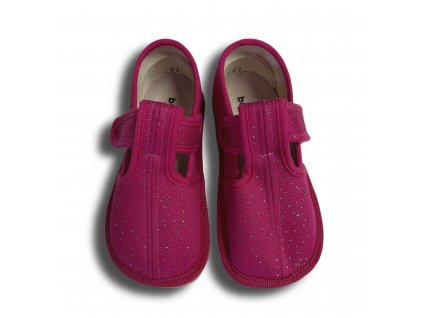 Beda barefoot papuče SLIM Ružová trblietka