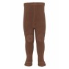 Melton vlnené detské pančuchy s protišmykom Leather Brown