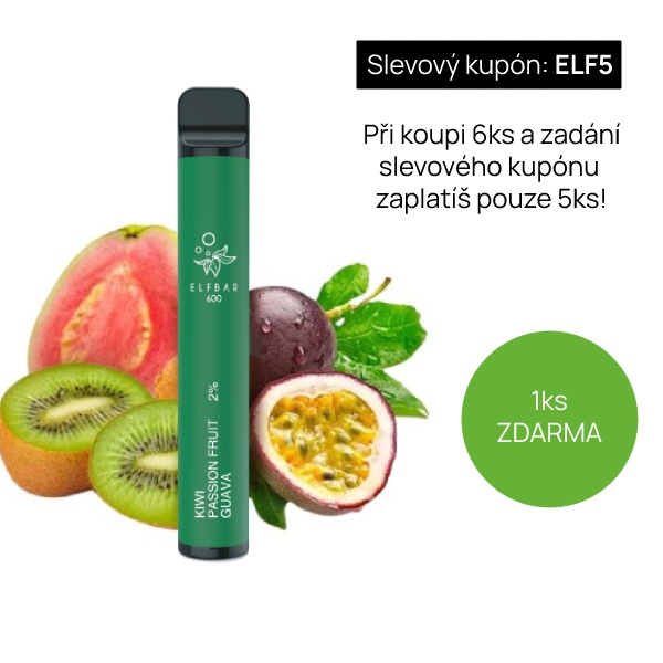 Elf Bar Vape ELF BAR 600 jednorázová e-cigareta Kiwi Passion Fruit Guava