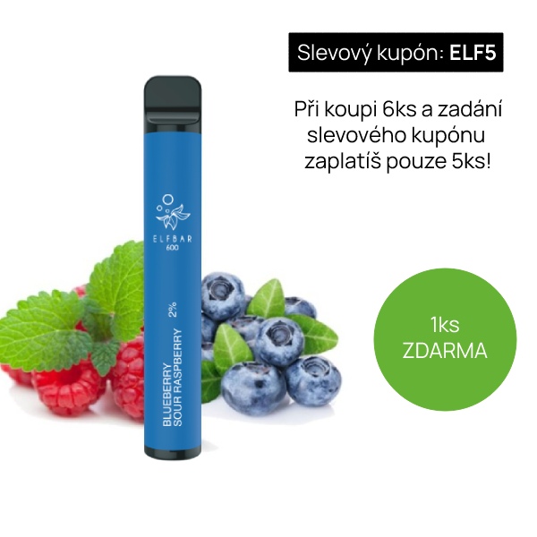 Elf Bar Vape ELF BAR 600 jednorázová e-cigareta Blueberry Sour Raspberry