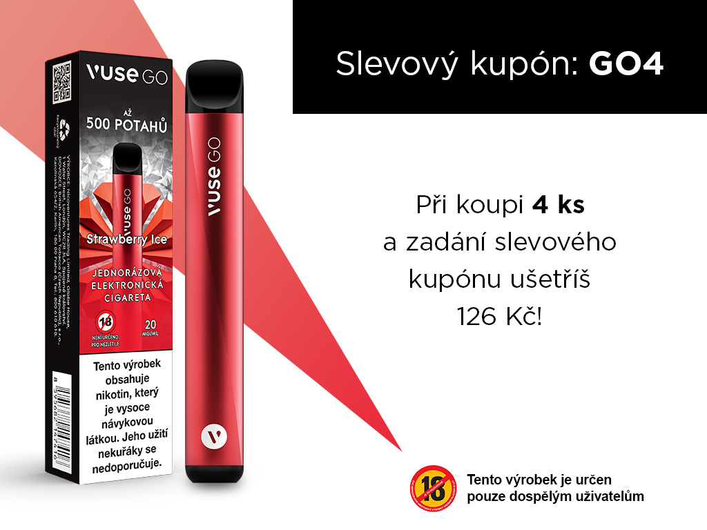 British American Tobacco Vuse GO jednorázová e-cigareta Strawberry Ice