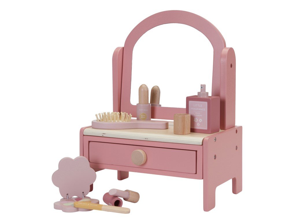 Růžový dětský kosmetický stoleček