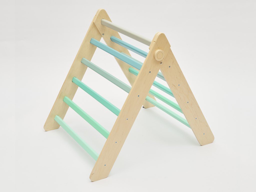 Montessori Piklerové trojúhelník s modro-zelenými mint příčkami