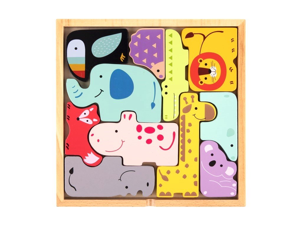 Dřevěné puzzle pro děti se zvířátky ze ZOO a z lesa